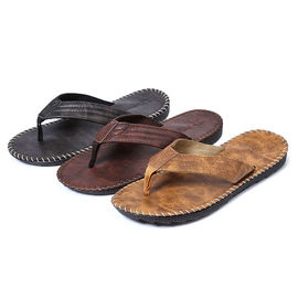 Popular PU Leather Flip Flop Sandals Open Toe Breathable Slides SW191031